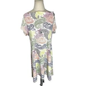 Title Nine Womens Cowl Neck Paisley Cap Sleeve Knee Length Athletic Dress XL